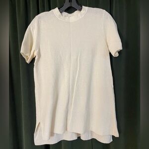 Eileen Fisher Cream Short-Sleeve Textured Knit Top